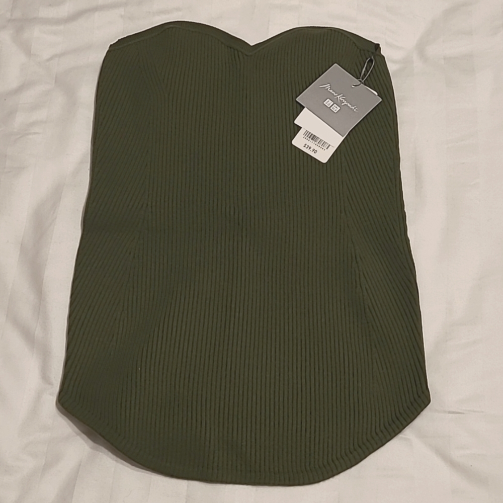 Uniqlo Olive Green Ribbed Strapless Bodysuit